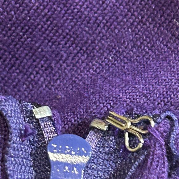 Vintage Purple Wool Halter Jumpsuit Women's Size 6  Sleeveless w/ Open Cardigan - Picture 8 of 11